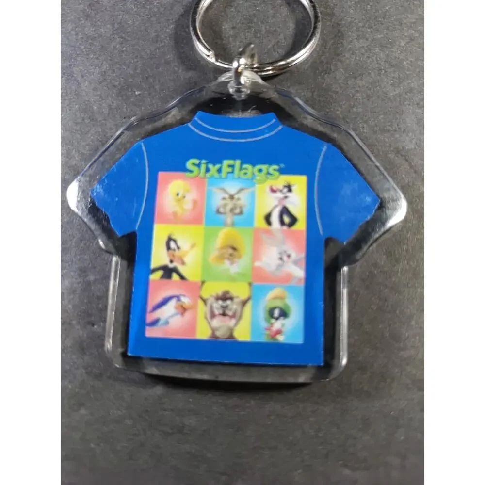 Six Flags Looney Toons T Shirt Keychain Acrylic